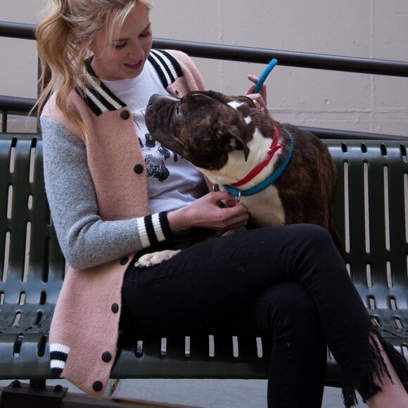 Dusty Rose Pink Varsity Long Knit Cardigan Sweater Coat - Picture 3 of 10